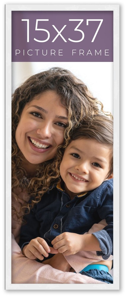 15×37 Frame White Real Wood Picture Frame Width 0.75 inches | Interior Frame Dep
