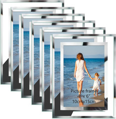 Bulk 4X6 Simple Elegant Picture Frames, 6 Packs Silver Photo Frames 4 by 6, Glas