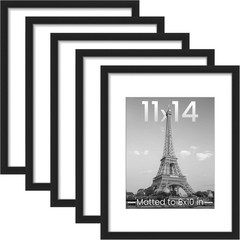 Upsimples 11X14 Picture Frame Set of 5, Display Pictures 8X10 with Mat or 11X14