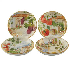Piazzette 4-Piece Multi-Colored 9.25 In. X 2 In. Soup/Pasta Bowl Set