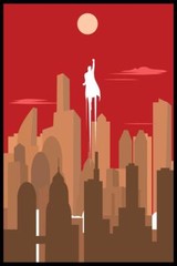 Superhero Silhouette Art Deco Skyline Retro Art Print Poster 24×36 inch