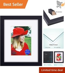 Wood Photo Frame 8×10 Wall Mount Black Classic Glass Durable Display
