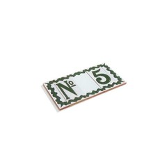 Hand-painted Ceramic Green & White Number Tiles 10 x 5 cm & Metal Frames