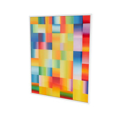 1- Panel Geometric Ombre Square Pop Art Framed Wall Art with White Frame 41 In.