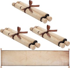 3 Vintage Style Blank Paper Scrolls on Wooden Rods for Calligraphy & Crafts