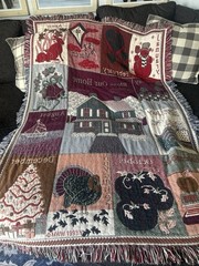 Tapestry Pictorial Woven Fringed Sofa Throw Blanket 43”x66”