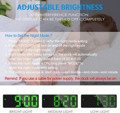 Alarm Clock, LED Clock for Bedroom, Electronic Desktop Clock with Temperature Di
