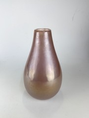 West Elm Light Purple Orange Pink Iridescent Handmade Glass Vase 7.5” Tall