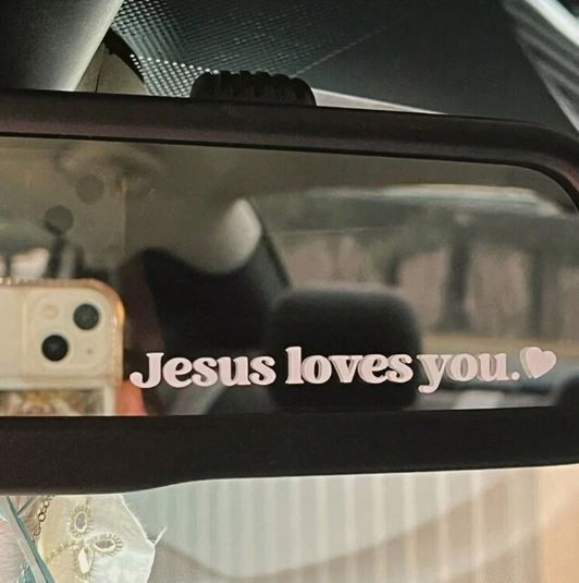 Jesus Loves You (Set of 5) Mirror Decal Vinyl Sticker Christian Car Rearview
