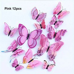 12pc 3D Butterfly Wall Decor Stickers DIY Magnetic Decals Room Party Decorations