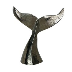Decorative Whale Tail Bookends Set of 2 Silver Cast Aluminum 7 In