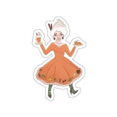 “‘Pumpkin Spice & Everything Nice” Illustration Die-Cut Water-resistant Stickers