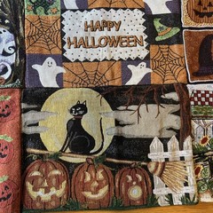 Halloween Patchwork Tapestry 36”x52” Retangular Table Topper Wall Hanging