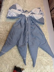 Oversized Quilted Patchwork Blue White Gingham Bow