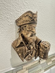 Pirate Wall Mount Skull Decor Gothic Buccaneer Nautical Bar Art Man Cave Painted