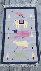 3×5 Peruvian Handwoven Wool Tapestry Wall Hanging Rug Folk Art Colorful Animals