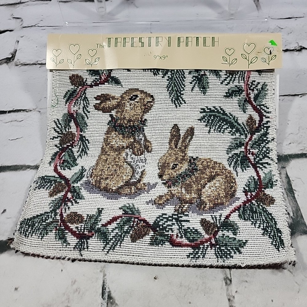 Bunny Rabbits Tapestry Patch Square 9″x9″ Sewing Crafts NEW