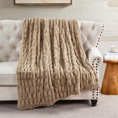 Stretchy Faux Fur Throw Blanket Luxurious Soft Warm Reversible Micromink Blanket