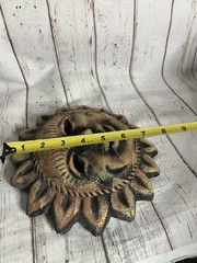 Rustic Terracotta Clay Celestial Sun Face Wall Plaque Outdoor Garden Folk Art