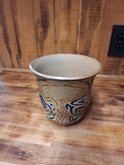 Studio pottery MCM style Tree Of Life Planter 9 Inches Tall Signed