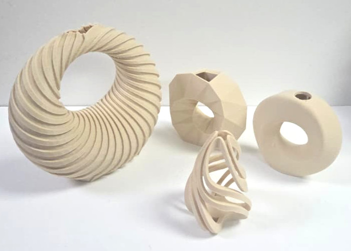 Set of 4 pc Decorative Vase Geometric Abstract Art Vases & Decor 3D Printed PLA