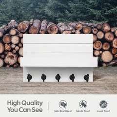 HONJIN Key Holder for Wall: Easy Installation 10 x 3.3 x 7.3 inches, White