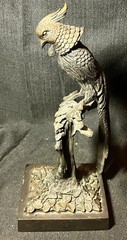 Cast Metal Brass or Bronze Art Sculpture Statue of a Bird in Tree Nouveau Style