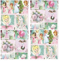 Christmas Decoupage Prints Set of 20 Shabby Chic Images in Teal & Pink #PKG2