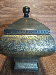 Tabletop Decorative Covered Box & Removable Lid Wood Cover With Laminate Brass