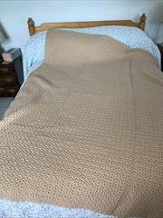 Handmade Crochet Blanket Afghan 78 x 60” Beige Acrylic throw