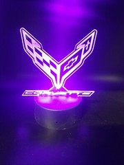 Edge Lit Tabletop Sign, Multi-Colored LED, Desk Lamp, Night Light Chevy Corvette