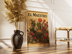 Cactus Flower Poster Canvas – El Maestro Mexican Botanical Wall Art Decor Gift