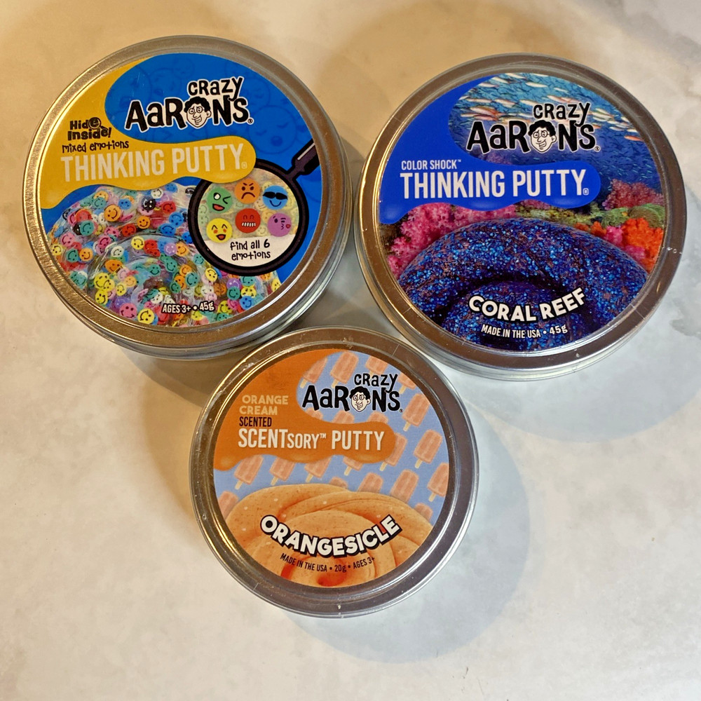 NEW SEALED LOT OF 3 Thinking Putty MIXED EMOTION, CORAL REEF, SCENT ORANGESICLE