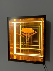 3D Infinity Mirror Wall Light Box Handmade Wood Frame Floral Decor Unique Gift