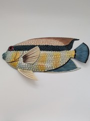 Vintage Lacquered Resin Fish Wall Art Sculpture Style Of Don Edmunds Glass Eye