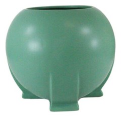 Ebros Teco Art Pottery by Frank Lloyd Wright Contemporary Satin Green Orb Vase