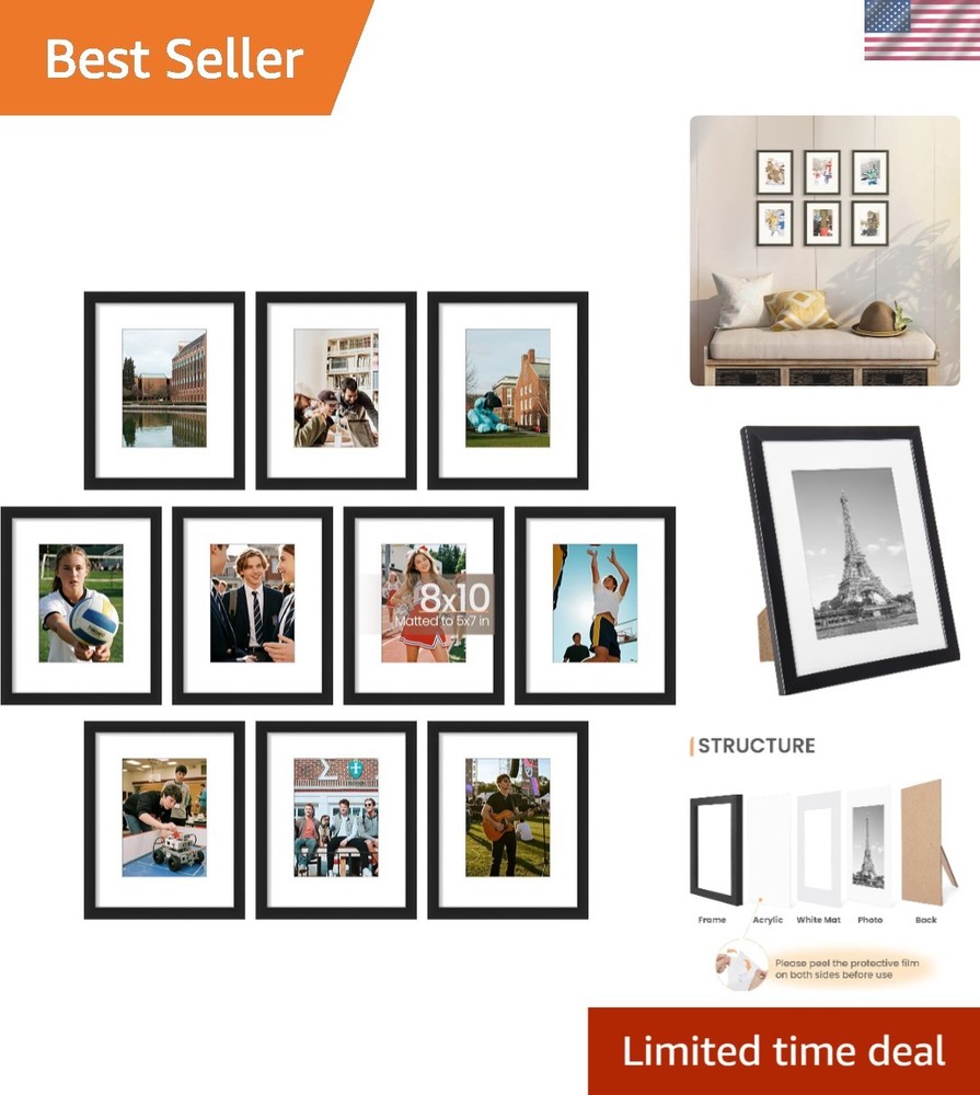 Versatile Black Collage Frames – 10 Count 8×10 Set for Wall & Tabletop