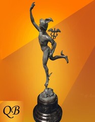 ART DECO BRONZE MERCURY STATUE HERMES SCULPTURE CHATSWORTH HOUSE GREEN FIGURINE