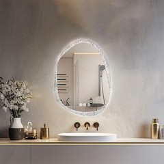 LUVODI Irregular LED Bathroom Mirror Anti-fog Three Colors Wall Vanity Mirror US