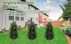 Pair Artificial Cedar Topiary Trees, 3ft UV-Resistant Faux Cypress shrubs