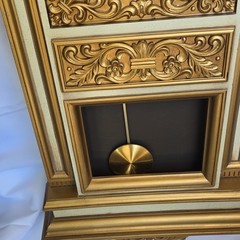Syroco Gold/Beige Ornate Rectangular Quartz Wall Clock, Pendulum Roman