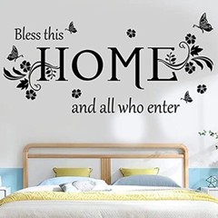 Black Vinyl Wall Sticker Wall Word Quotes Bless This Home and All who Color-1
