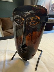 Jaramillo Bros Amber Color Glass Mask Skydancer Hanging Light 8 In