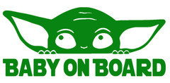 BABY YODA ON BOARD, GROGU, MANDALORIAN, STAR WARS, Decal Sticker for Car, Laptop