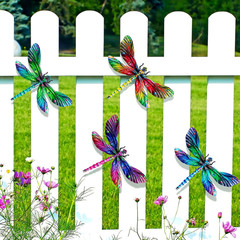 Metal Dragonfly Wall Decor, 9 Inches Dragonfly Outdoor Wall Art for Fence Garden