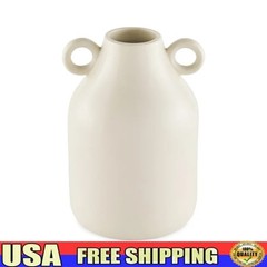 Handcrafted Ceramic Vase Tapered Shape with Round Handles for Flowers