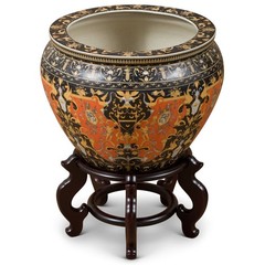 US Seller – 16 Inch Porcelain Renaissance Fishbowl Planter