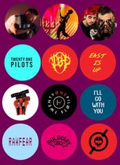 Twenty One Pilots sticker sets, Water Resistant, easy peel, 2-3″, 12 Sets
