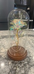 Led Rose Lamp – Galaxy Rose Nightlight With Acacia, Wood Base And Glass Dome