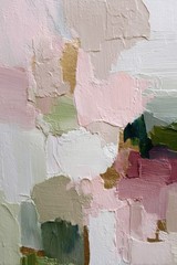 Abstract Neutral Beige Pink Green Painting Print on Framed Canvas Wall Art